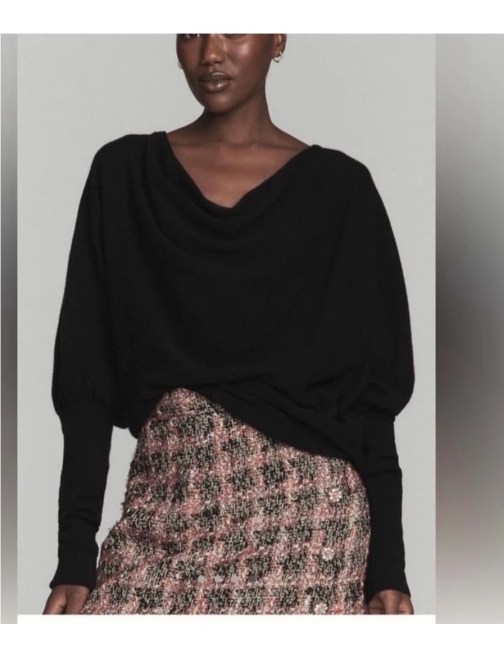 Maeve Anthropologie Cowl Neck Black Cashmere Sweater xxs